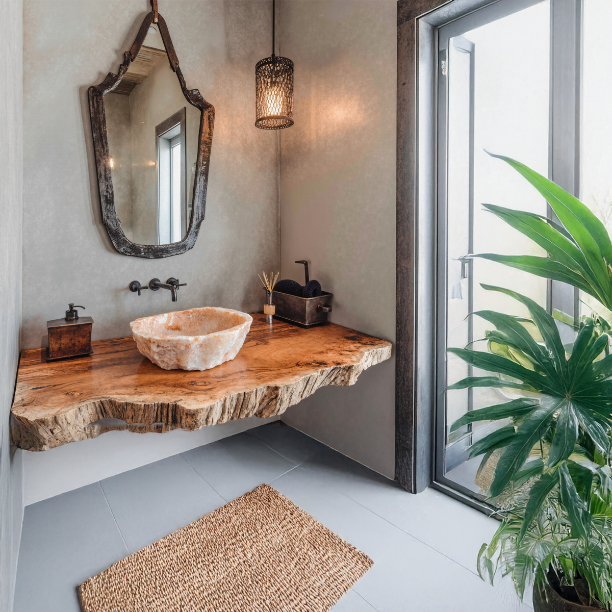 Compact Rustic Bathroom Floating Shelf With Stylish Design - view 2