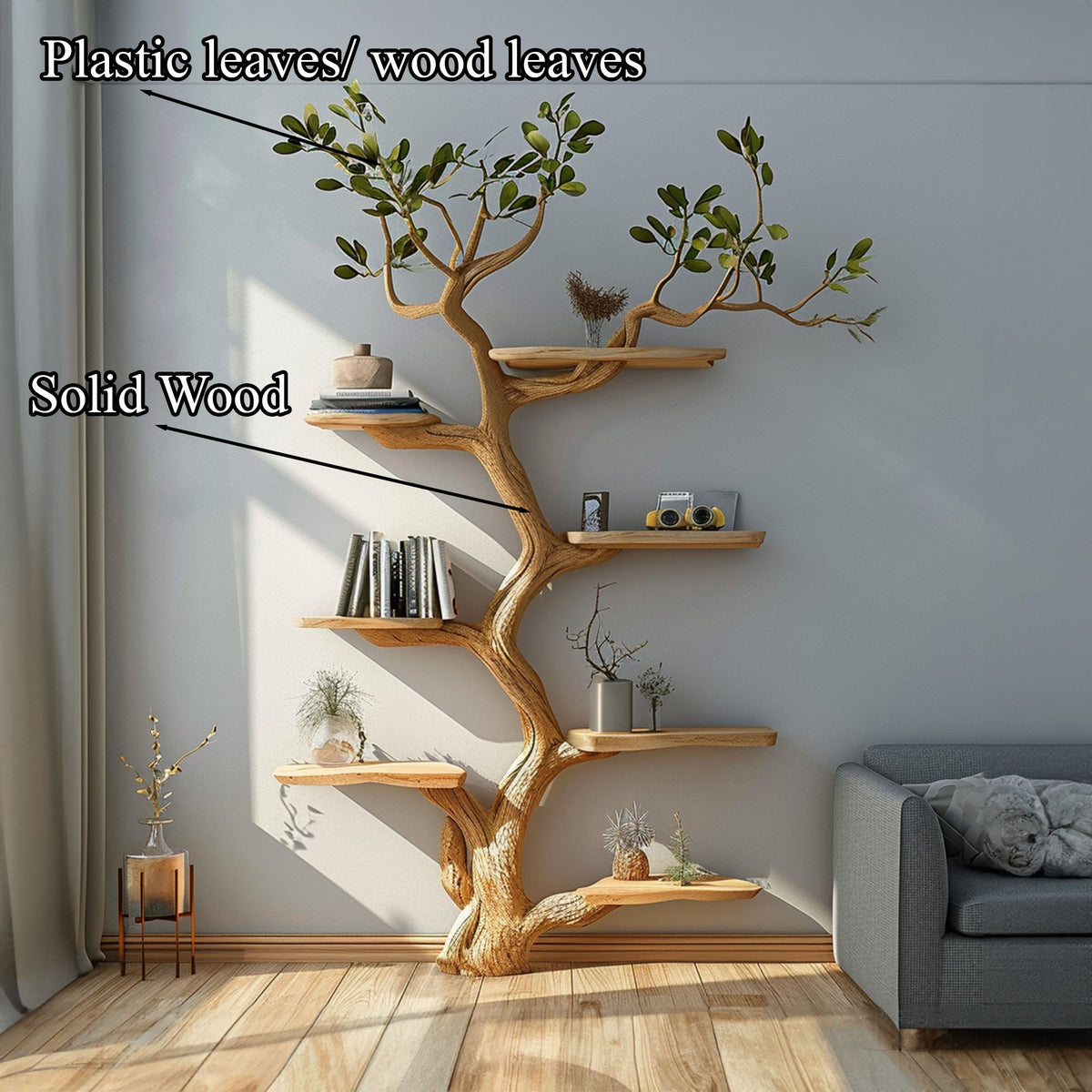 Artistic Wild Mulberry Wood Tree Bookshelf Wall Decor For Bedroom - view 2