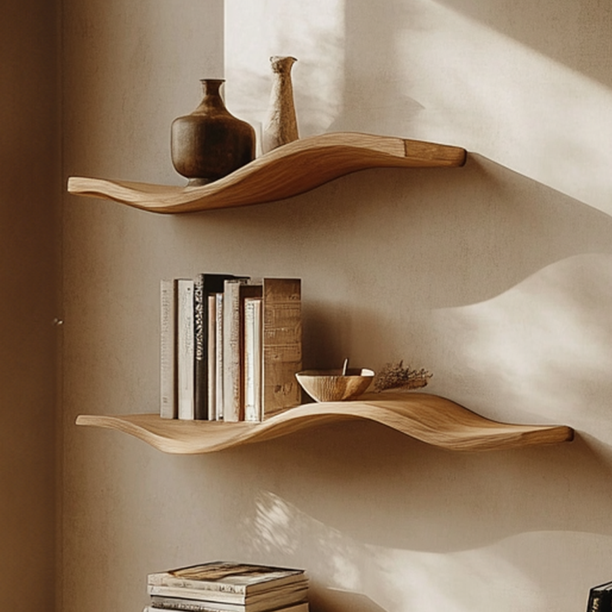 Custom Wood Floating Shelves Living Room New Year Home Decor
