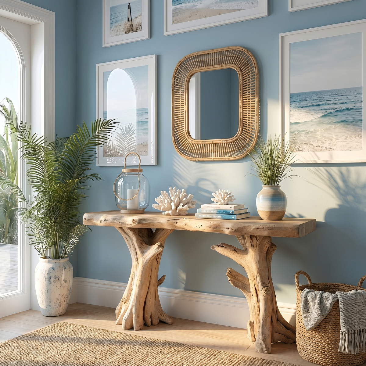 Coastal Driftwood Console Table Natural Tree Trunk Legs - view 3