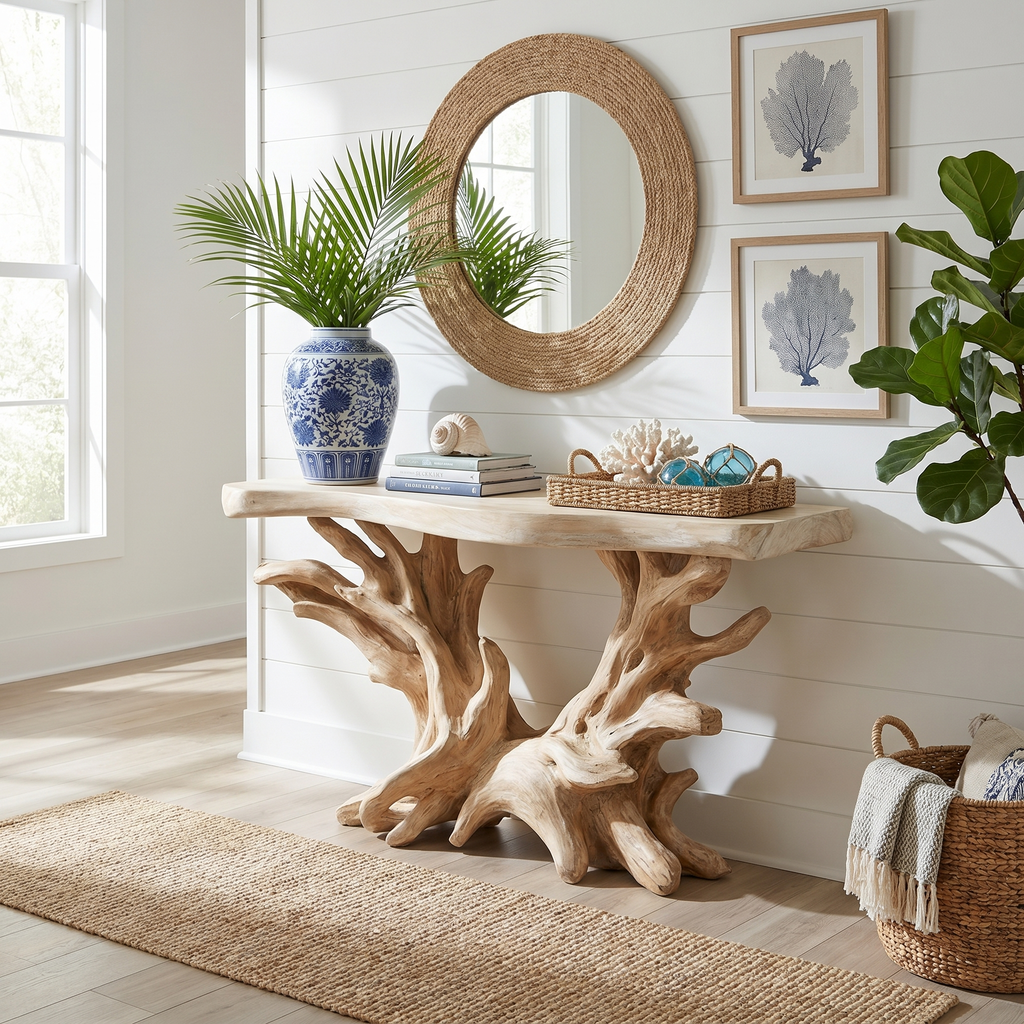 Coastal Rustic Organic Console Table Living Room And Bedroom - view 3