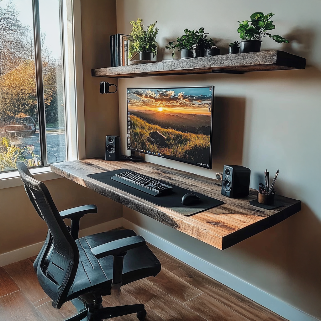 Custom Desk Shelf Solid Wood Minimalist Home Gift