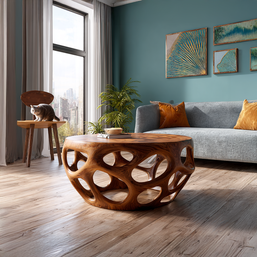 Farmhouse Coffee Table Reclaimed Wood Round Gift - view 3