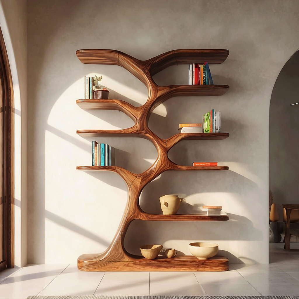 Entryway Bookshelf Natural Wood Modern Decor Gift - view 3