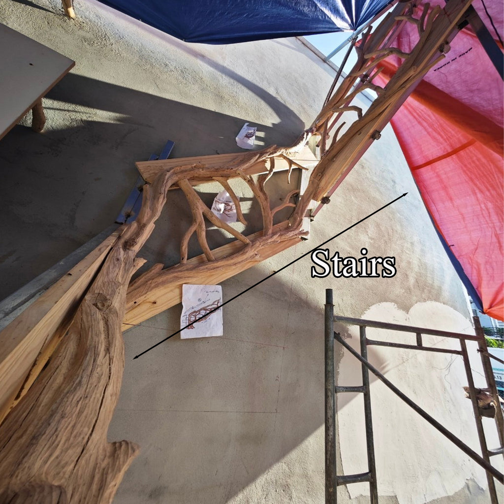 Elegant Wooden Branch And Leaf Stair Railing Custom Stair Railing Country Style - view 5