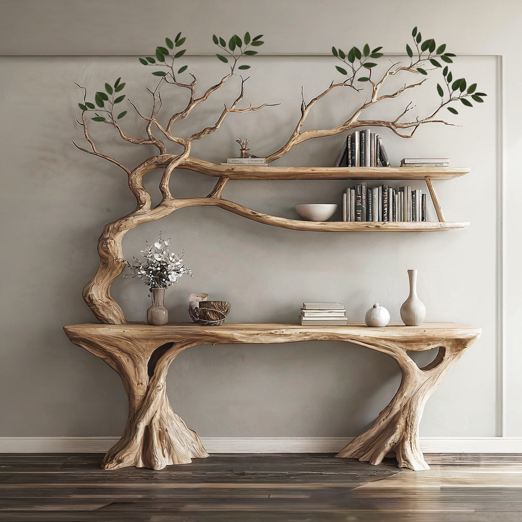 Console Narrow Table With Tree Branch Bookshelf - view 4
