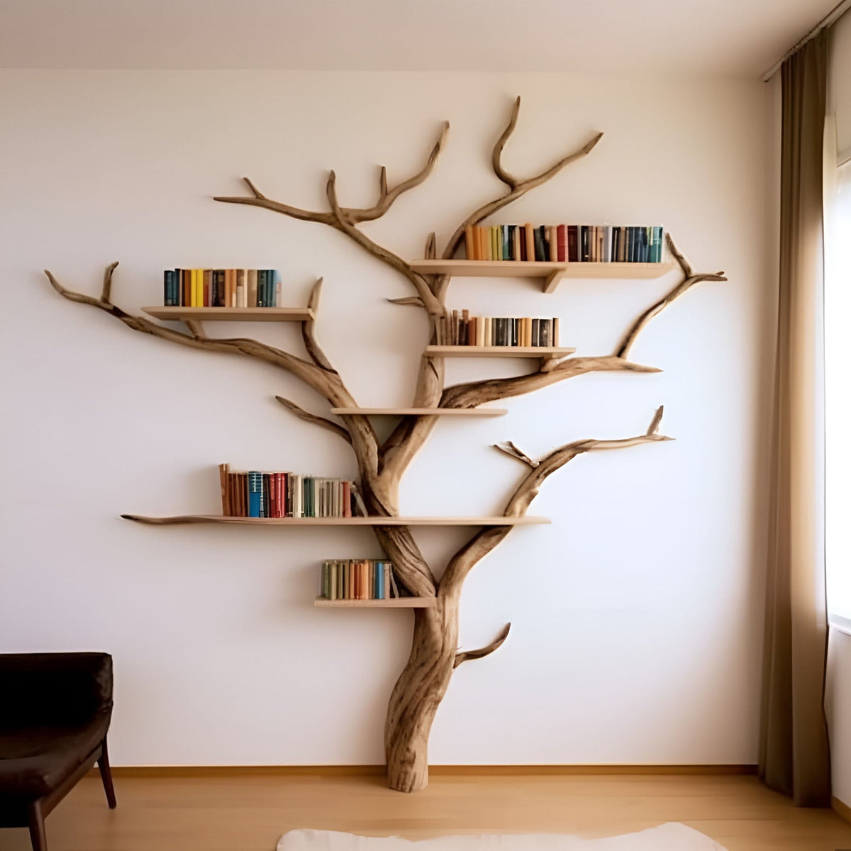 Elegant Wild Mulberry Tree Bookshelf Floating Shelves Live Edge - view 4