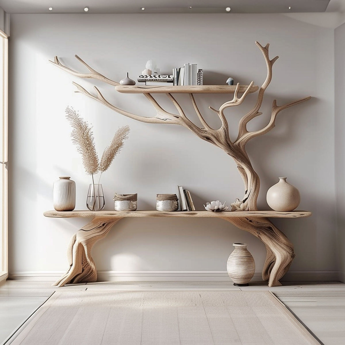 Driftwood Narrow Console Table With Tree Branch - view 3