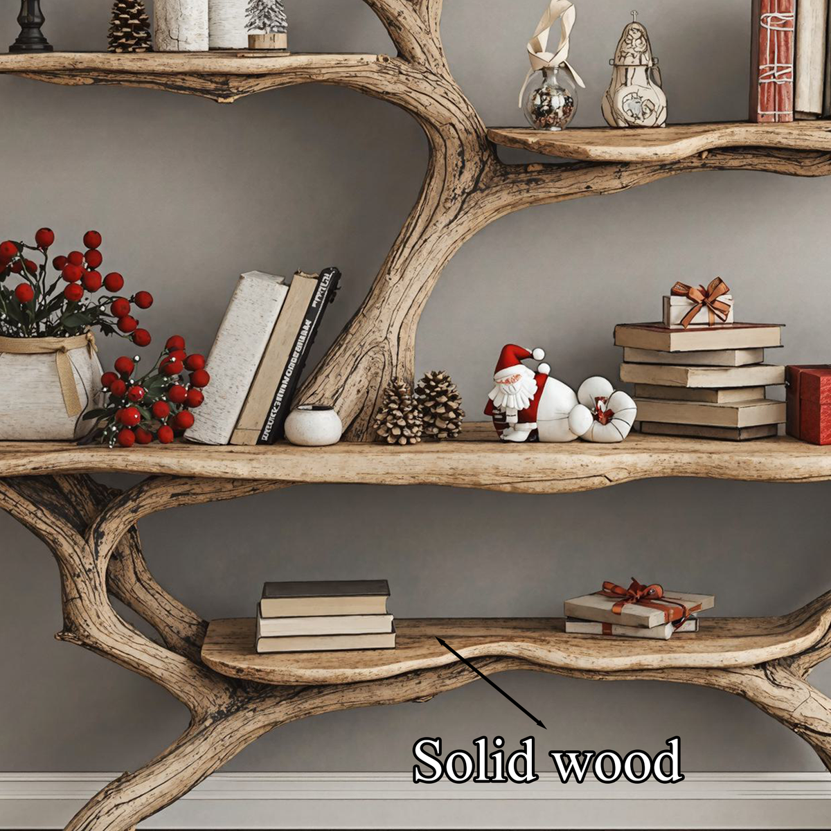 Custom Console Table With Driftwood Bookcase Tree Bookshelf - view 5