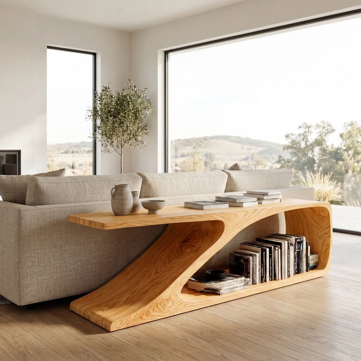 Contemporary Wooden Console Table For Living Room Decor - view 4