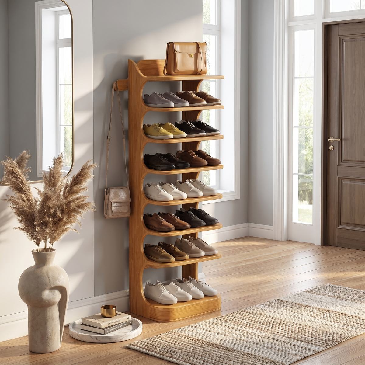 Custom Shoe Rack Solid Wood Decor Home Gitf - view 5