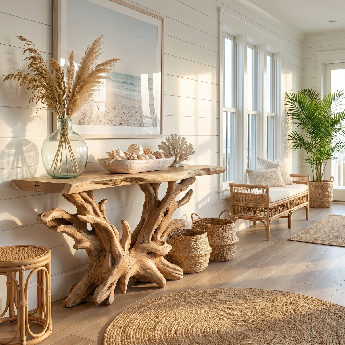 Coastal Rustic Organic Console Table Living Room And Bedroom - view 4