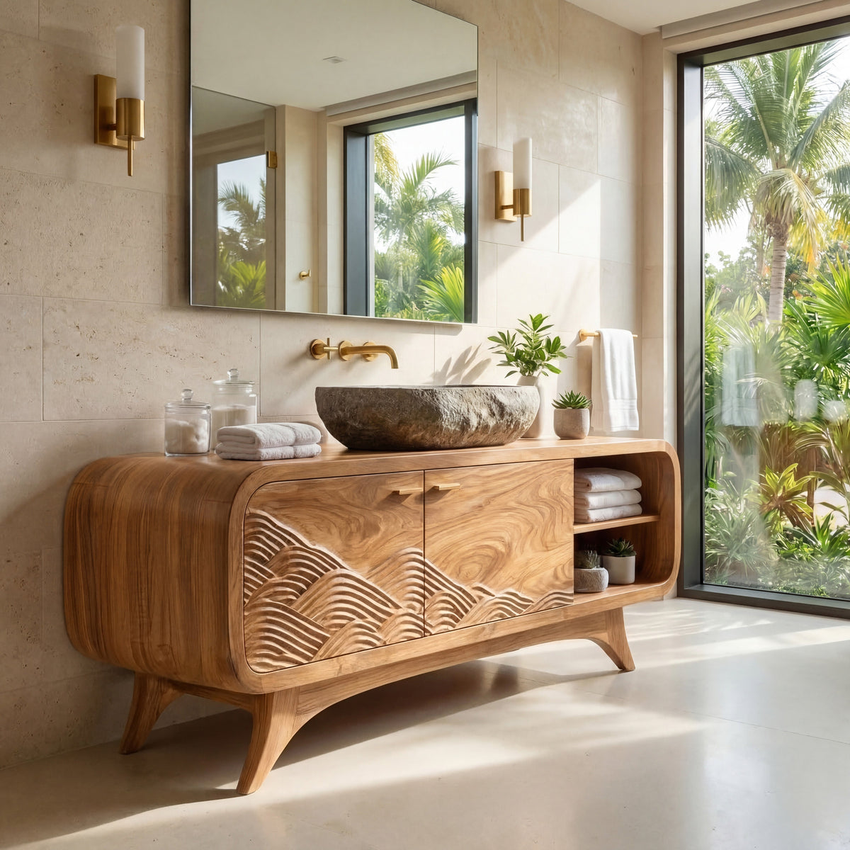 Contemporary Wooden Bathroom Vanity For Bathroom Decor - view 5