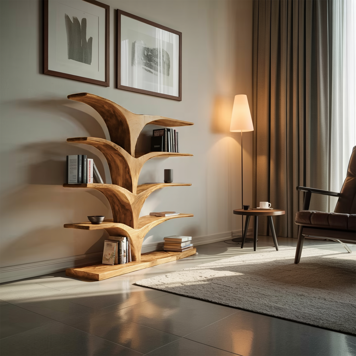Contemporary Curved Bookshelf For Modern Interior - view 5