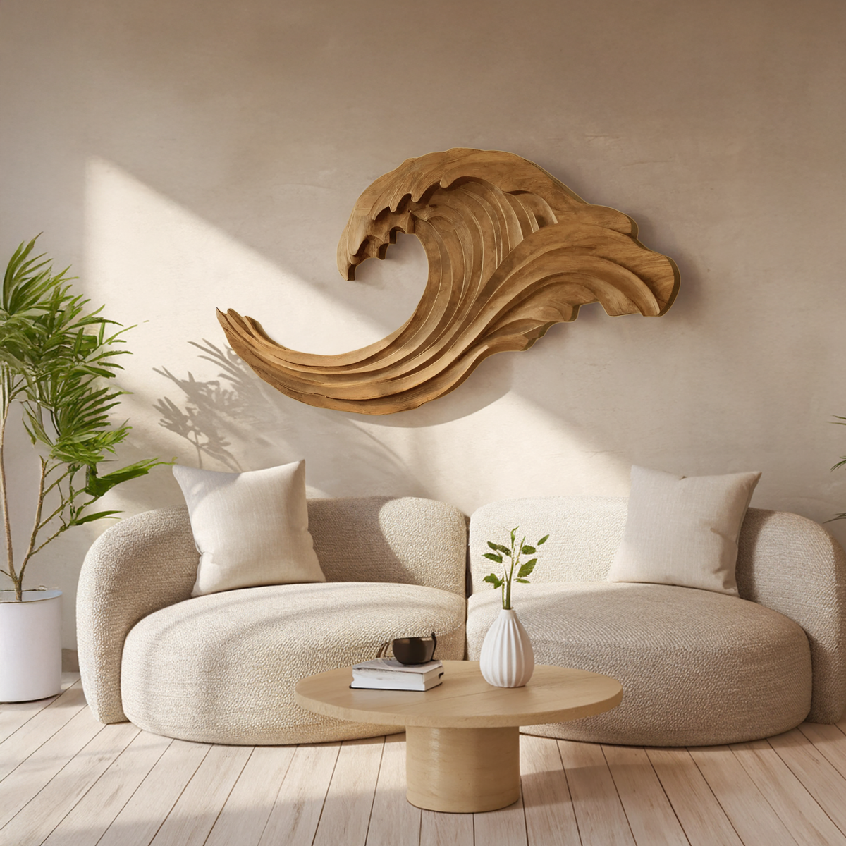 Abstract Ocean Wave Wall Sculpture For Living Room - view 5