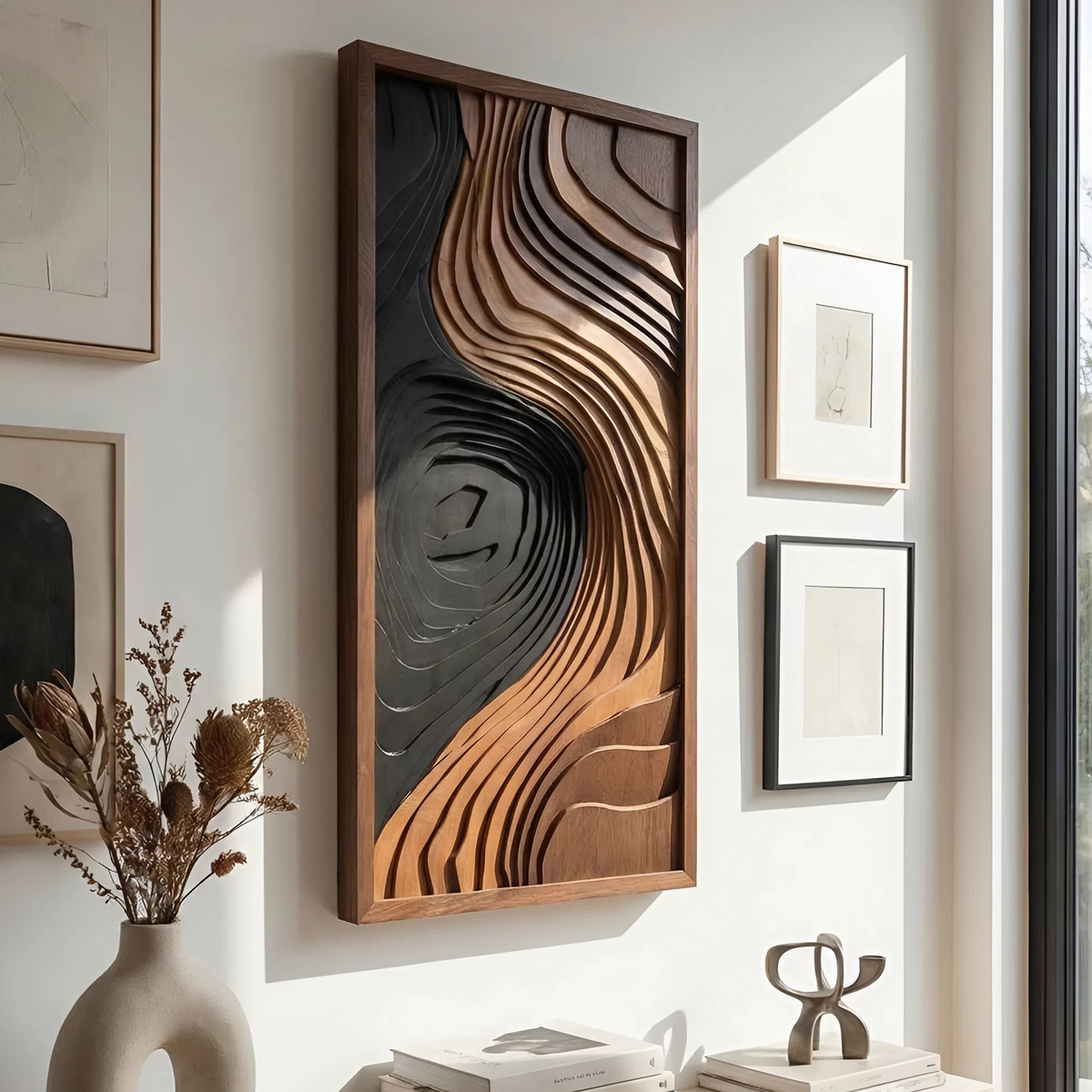 Contemporary Abstract Wood Wall Art Panel - view 2