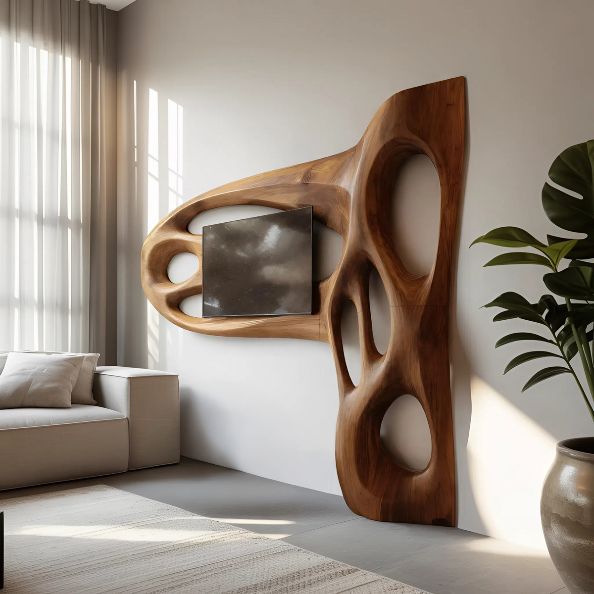 Contemporary Sculptural TV Frame For Living Room Decor - view 2