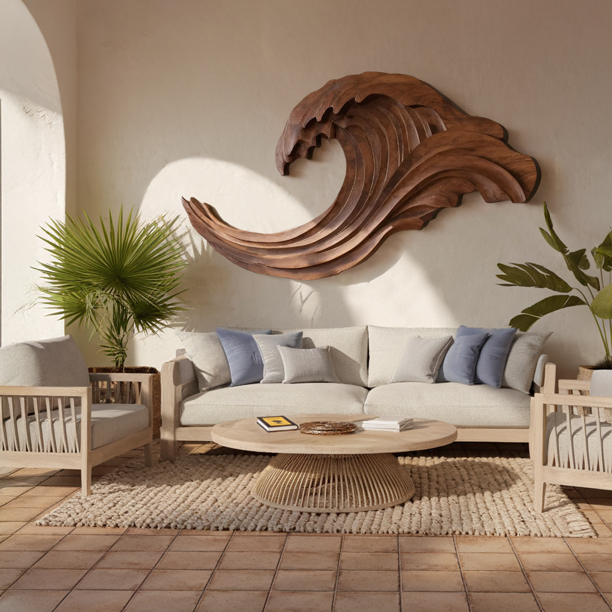 Abstract Ocean Wave Wall Sculpture For Living Room