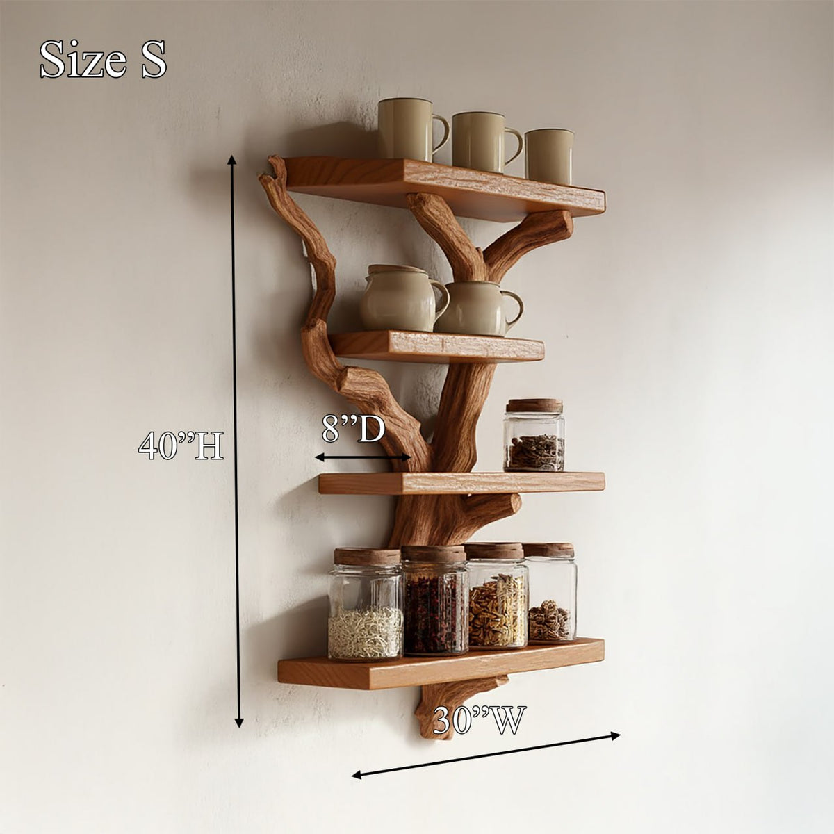 Artistic Branch Kitchen Wall Shelf Kitchen Interior Functional Decor - view 5
