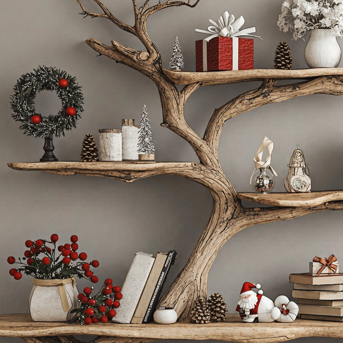 Custom Console Table With Driftwood Bookcase Tree Bookshelf