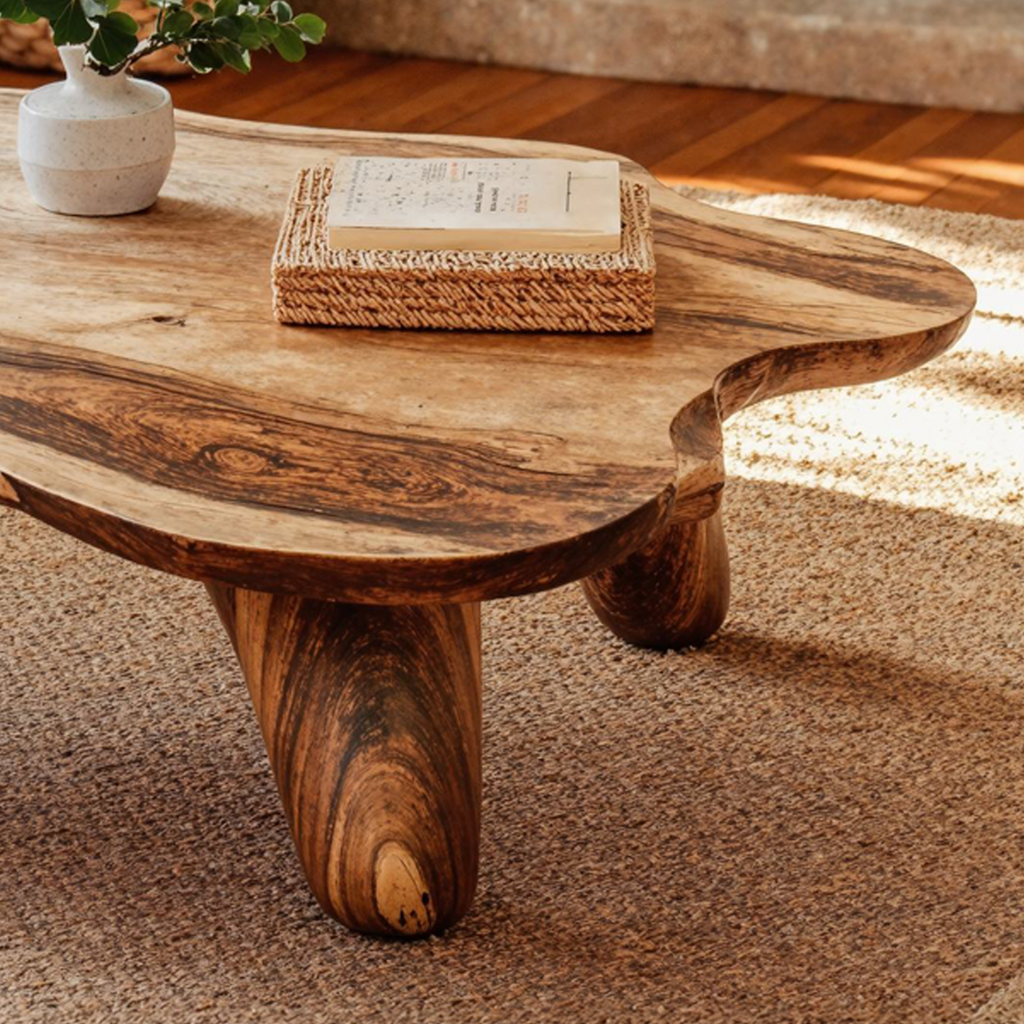 Curved Wood Coffee Table Low Coffee Table - view 4