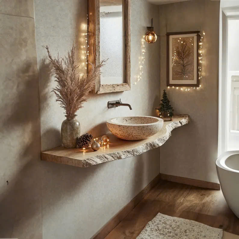Custom Live Edge Vanity Shelf Custom Floating Shelf Bathroom - view 3