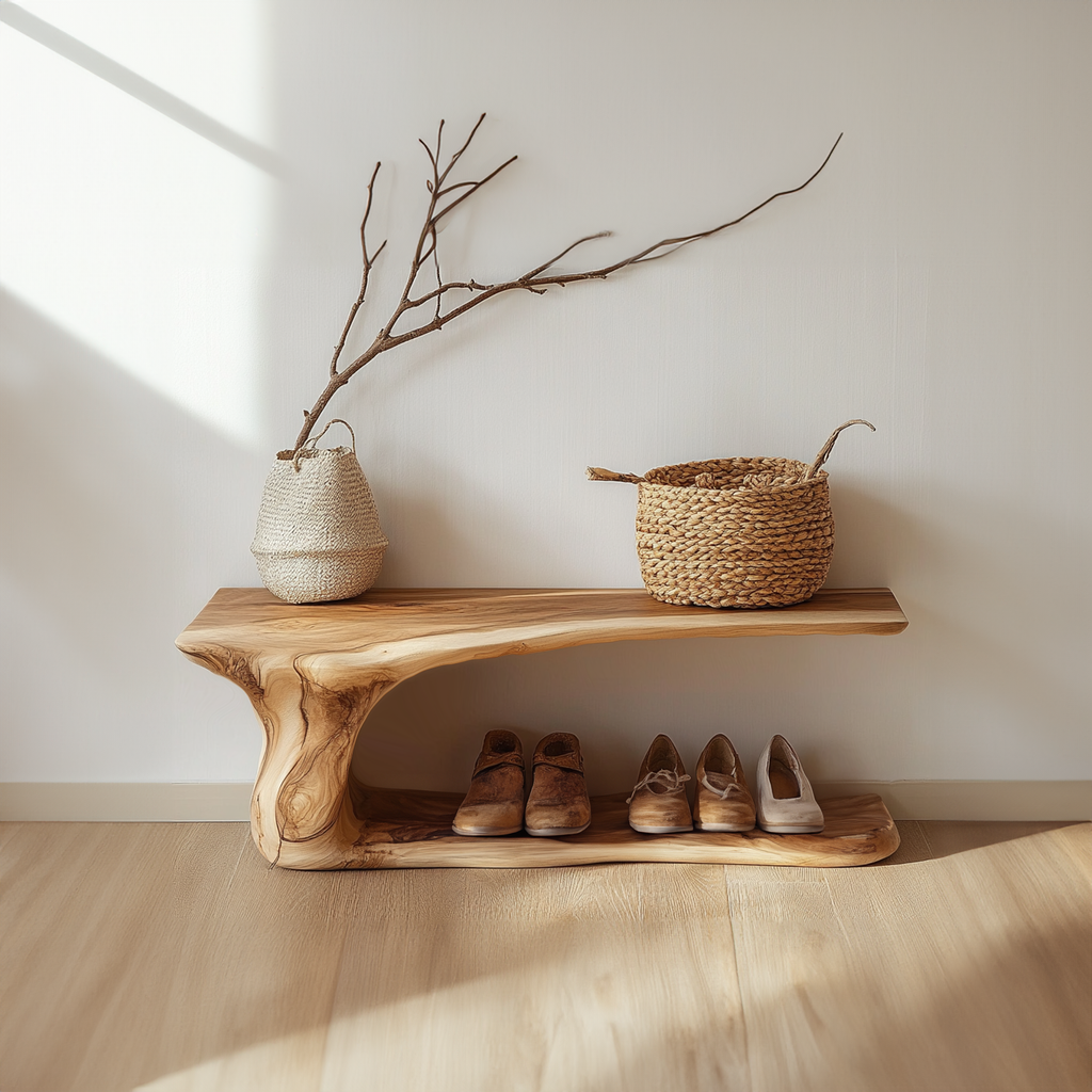Custom Wood Shoe Bench Rack Wood Farmhouse Shoe Storage - view 3