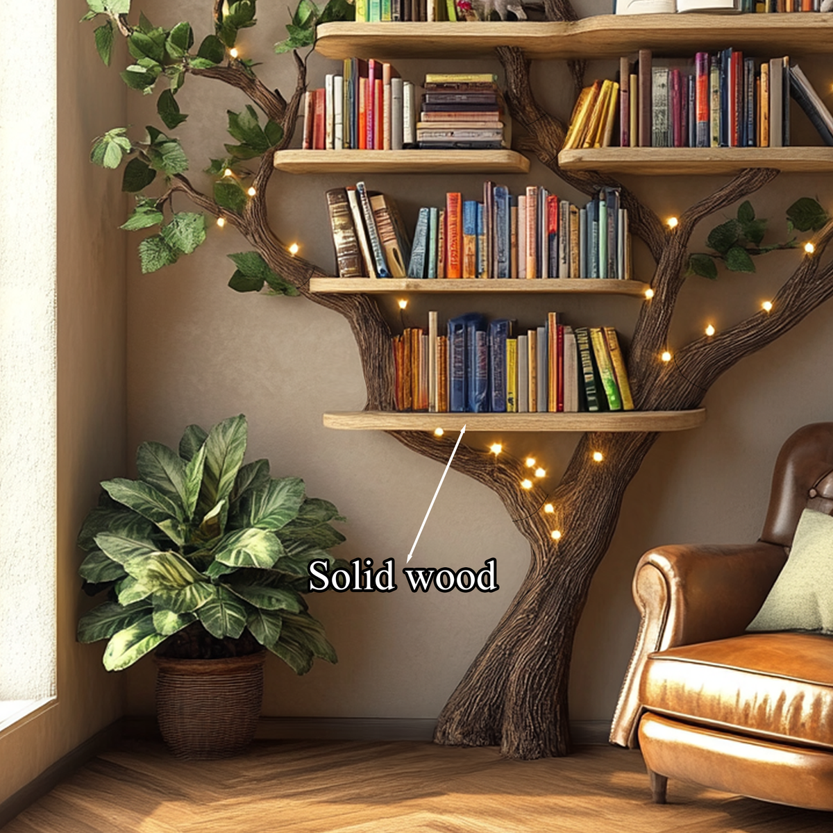 Black Tree Bookshelf Floating Shelf Bookcase - view 4