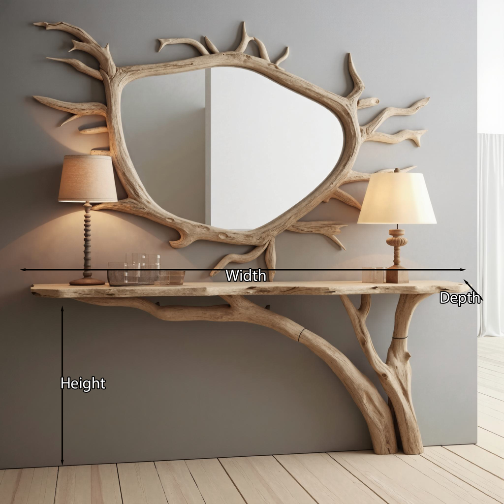 Curved Edge Console Table Handcrafted Entry Table - view 4