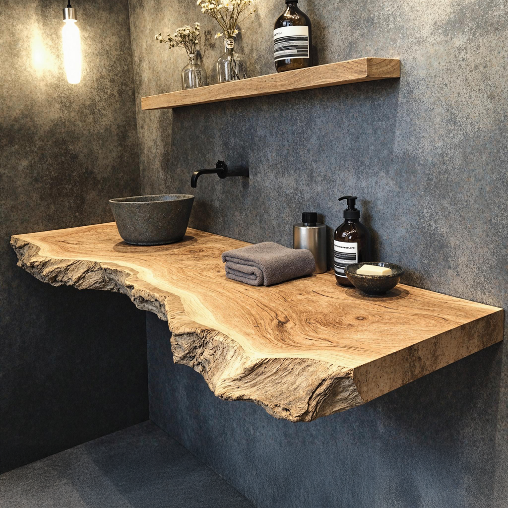 Bathroom Vanity Floating Shelf With Elegant Wooden Finish - view 3