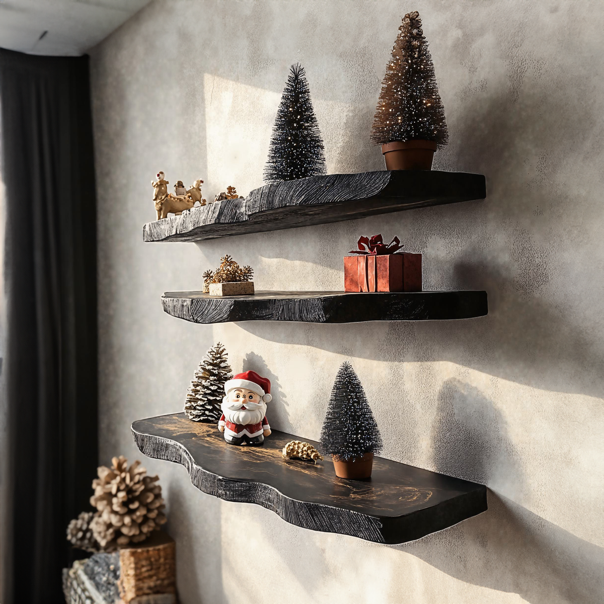 Black Floating Shelf Live Edge Xmas Floating Shelf Plans - view 2