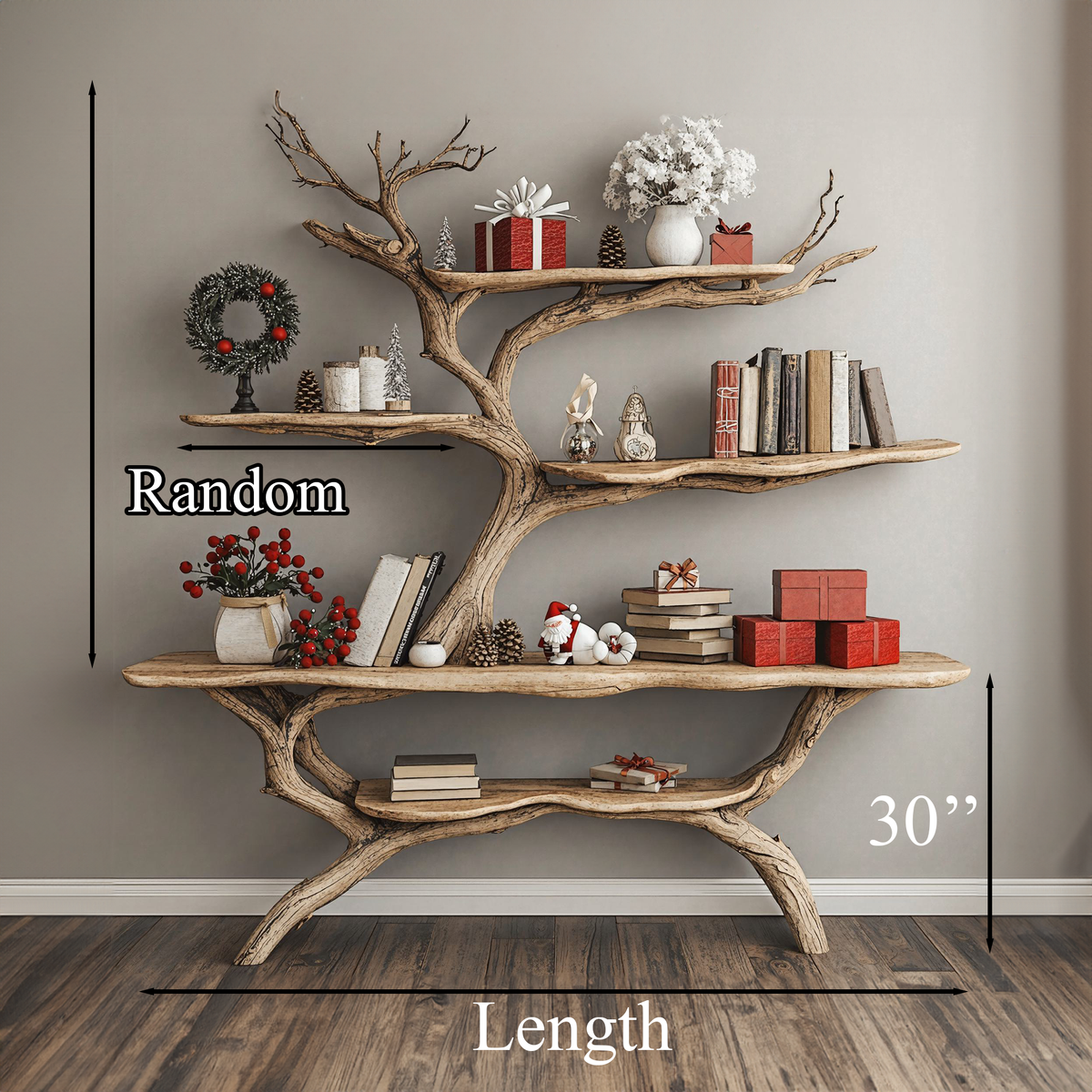 Custom Console Table With Driftwood Bookcase Tree Bookshelf - view 6