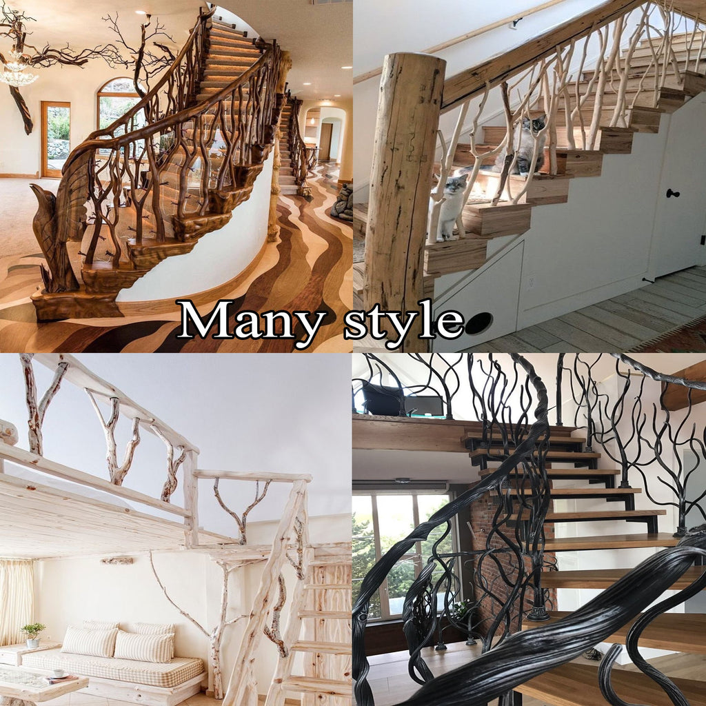 Elegant Wooden Branch And Leaf Stair Railing Custom Stair Railing Country Style - view 6