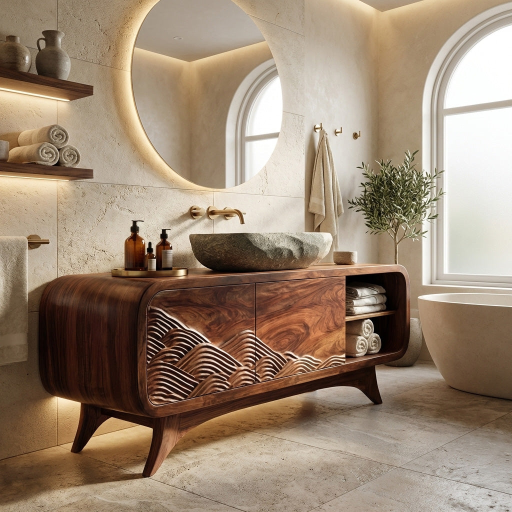 Contemporary Wooden Bathroom Vanity For Bathroom Decor - view 3