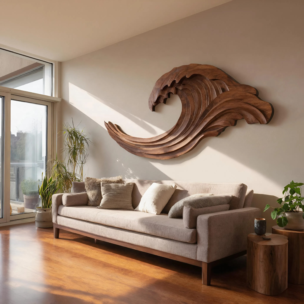 Abstract Ocean Wave Wall Sculpture For Living Room - view 3