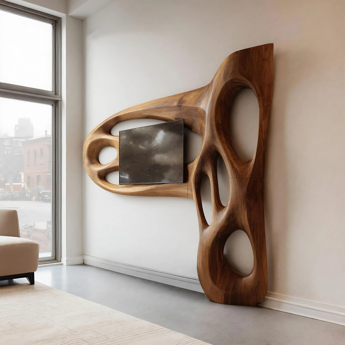 Contemporary Sculptural TV Frame For Living Room Decor - view 3