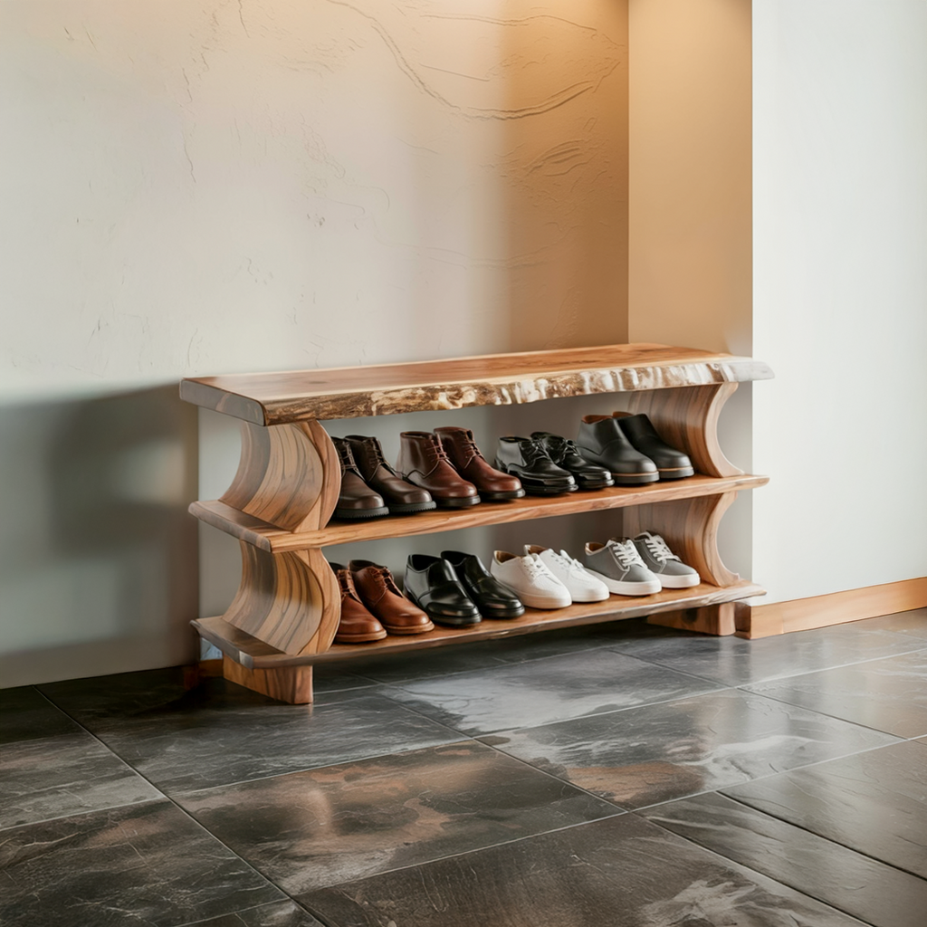 Artistic Wave Shoe Stand Mudroom And Entryway - view 3