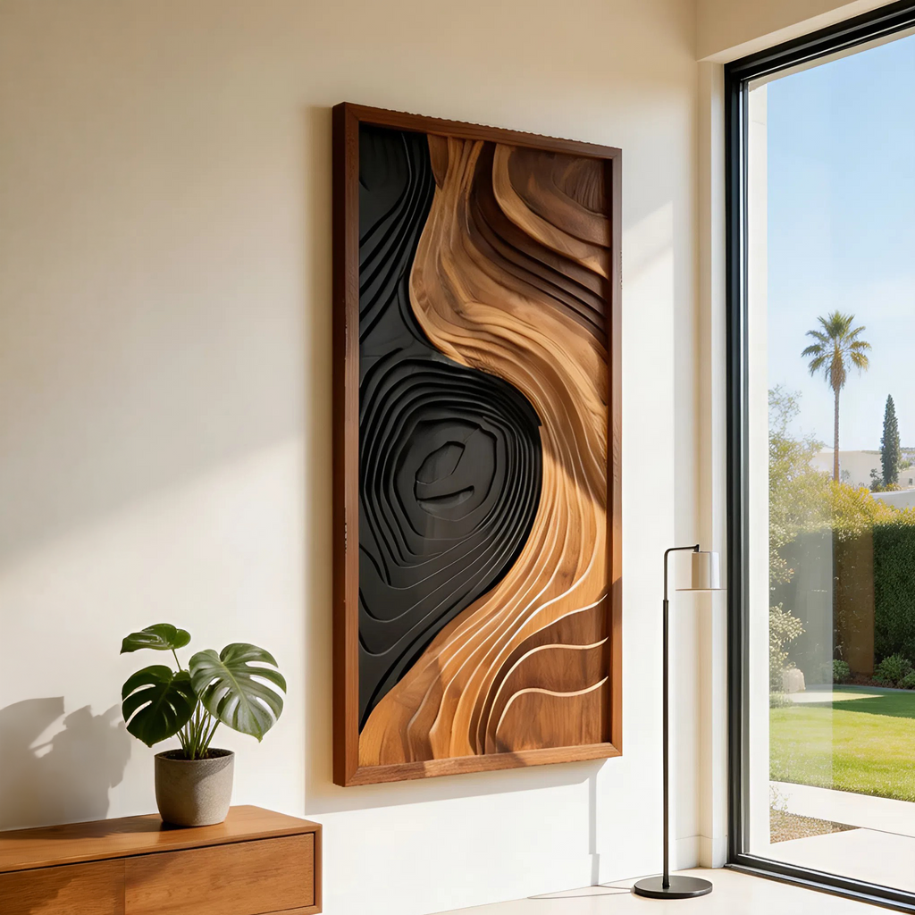 Contemporary Abstract Wood Wall Art Panel - view 3
