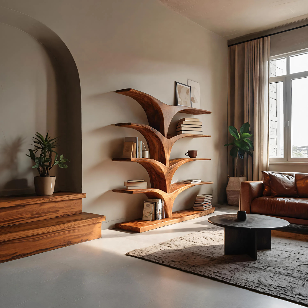 Contemporary Curved Bookshelf For Modern Interior - view 3
