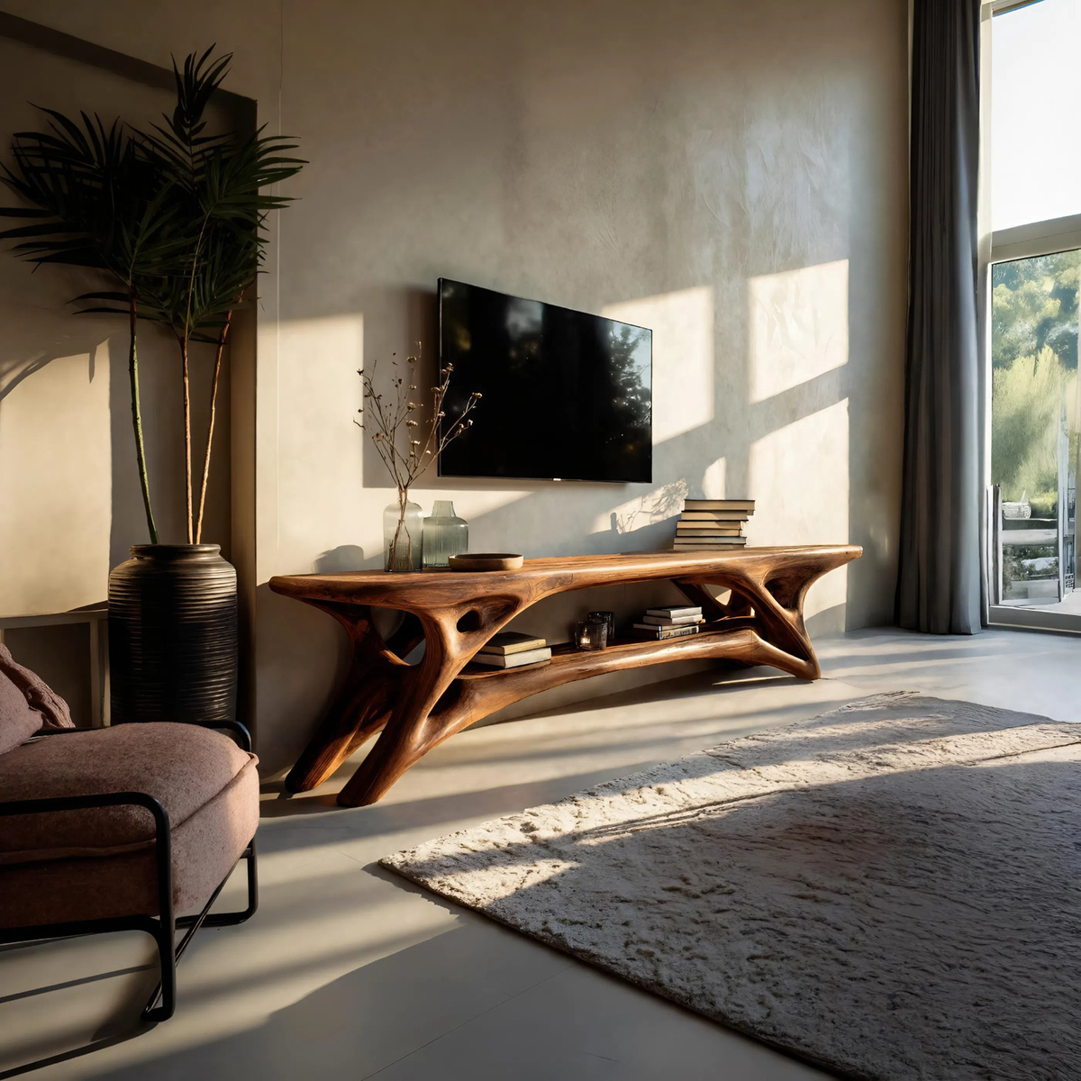 Elegant Curved TV Cabinet For Contemporary Home Decor - view 3