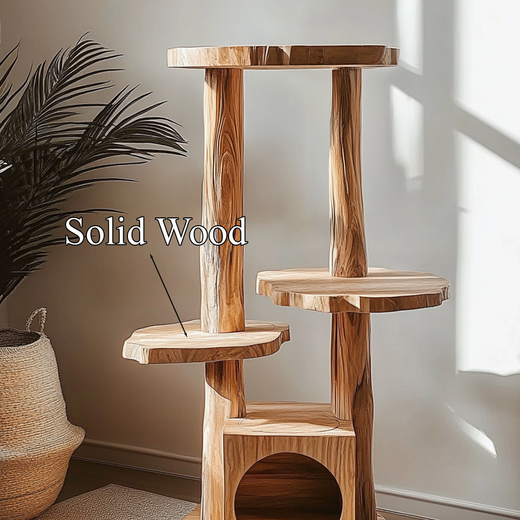 Cat Tree Custom Design Solid Wood Rustic Design Decor Living Room Gift