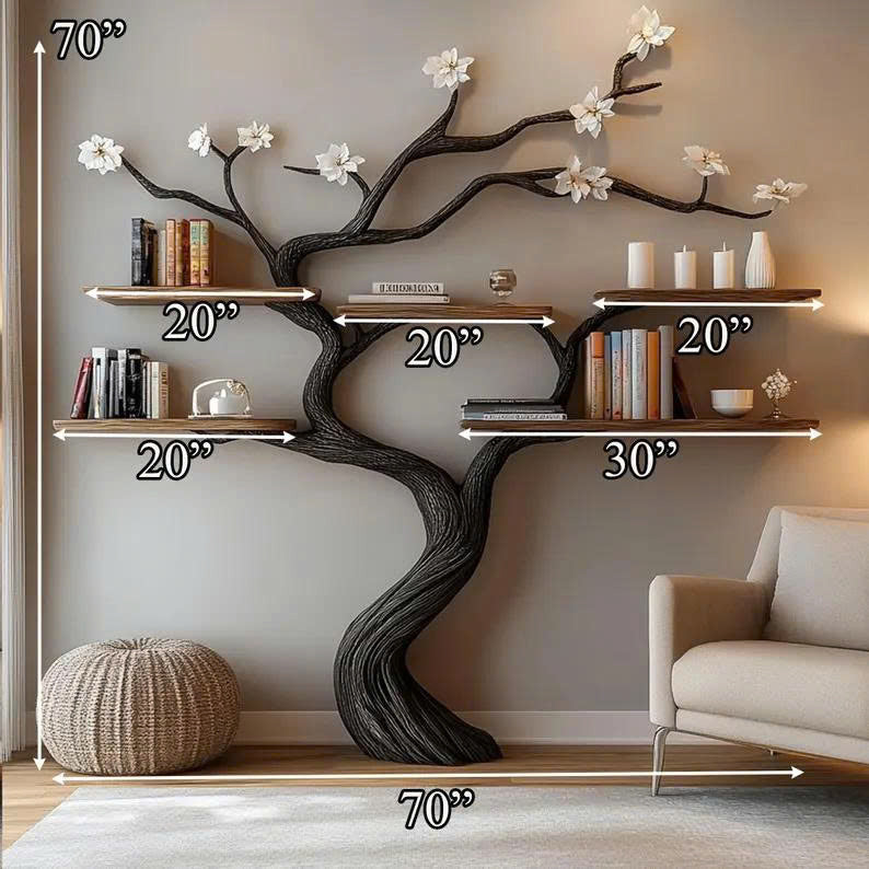 Custom Tree Bookcase Handcrafted Decor Room Gift For Her - view 5