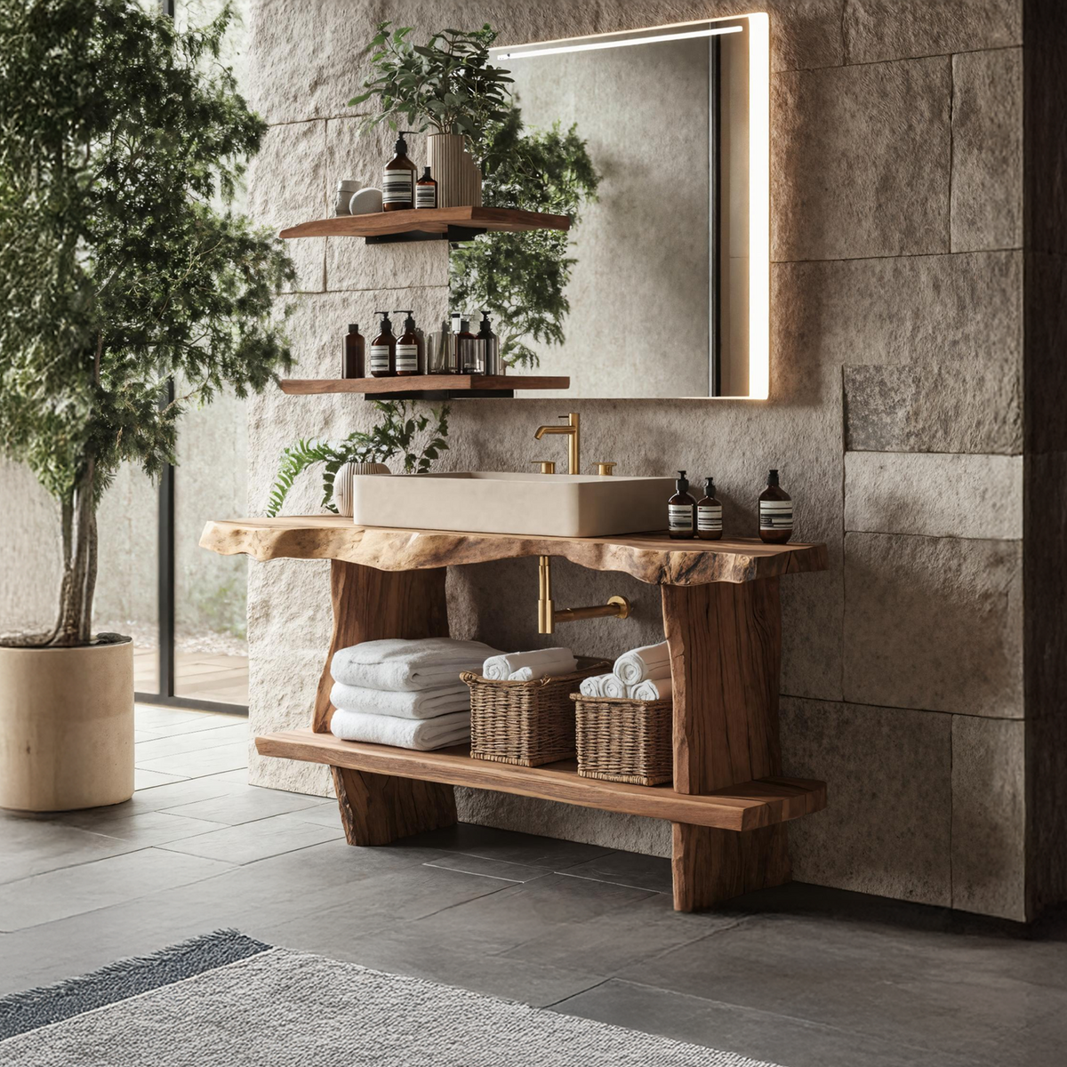 Bathroom Furniture Rustic Vanity With Live Edge Top - view 3