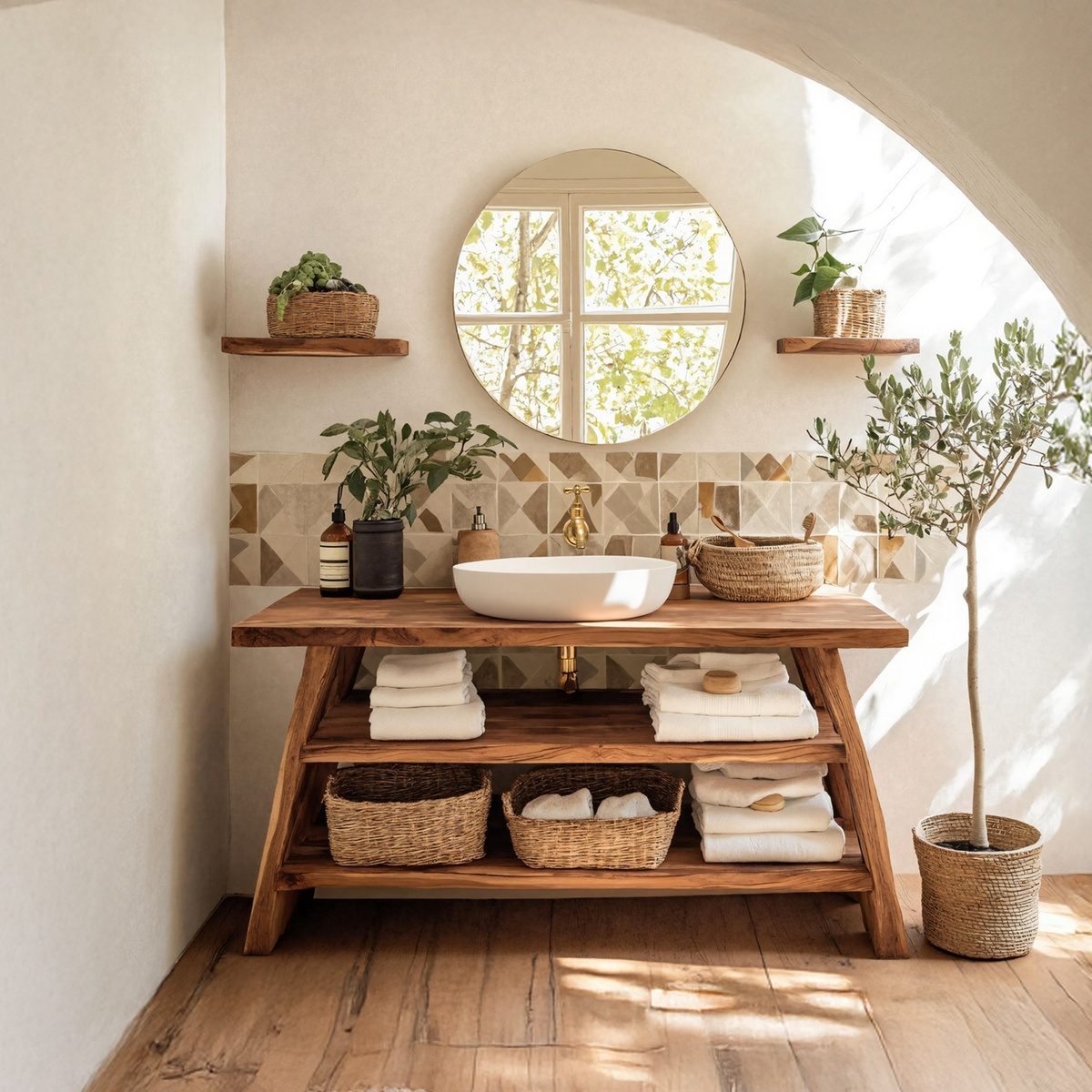 Farmhouse Bathroom Furniture With Wooden Vanity Design - view 2