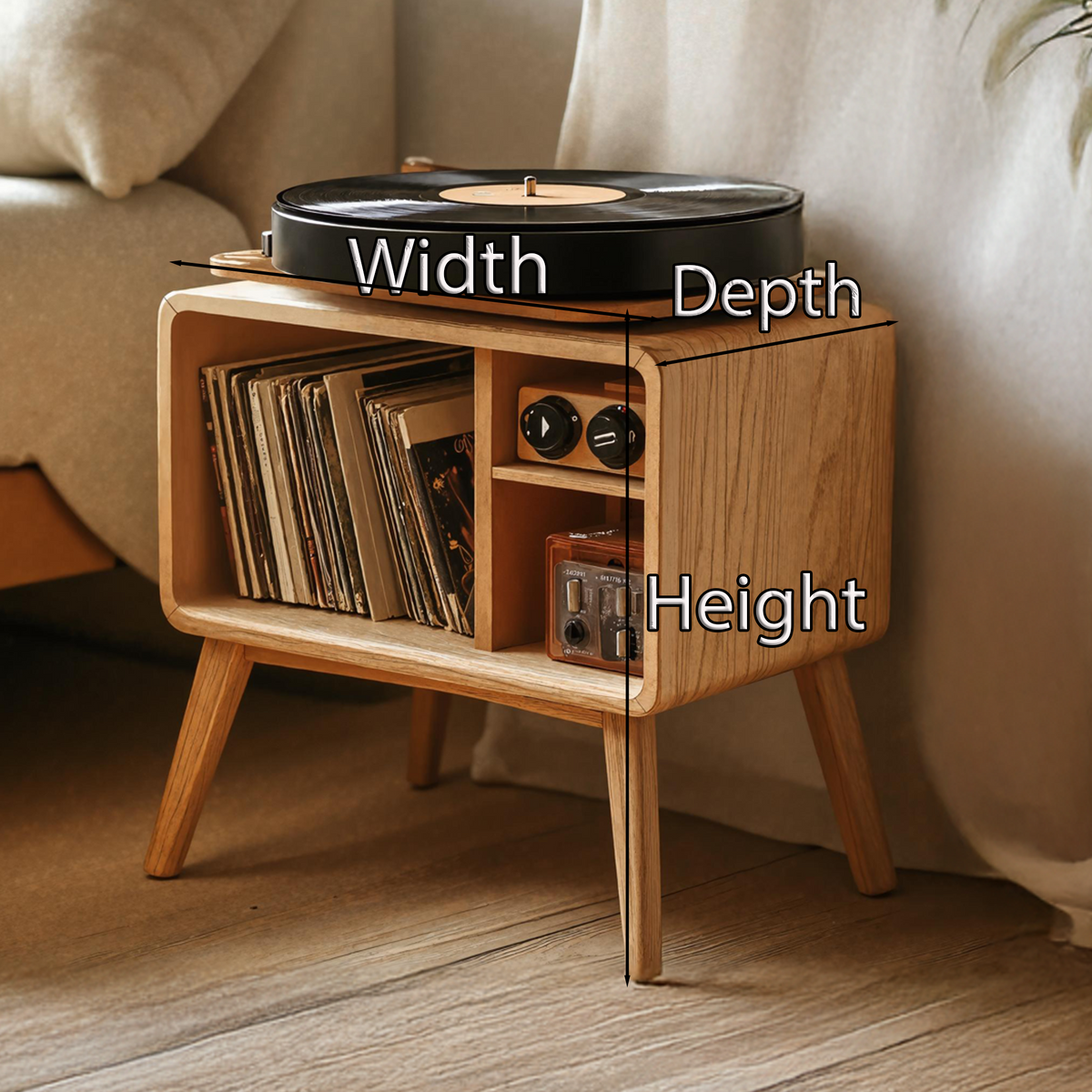 Classic Record Player Stand For Living Room, Bedroom, Office - view 5