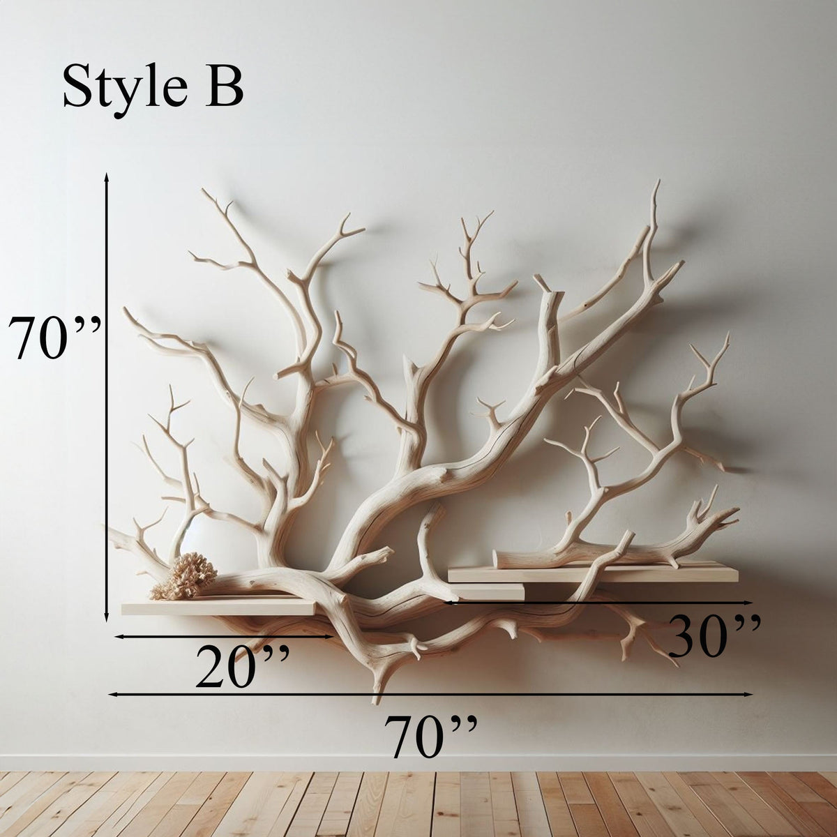 Artistic Tree Branch Floating Shelf Driftwood Art Decor