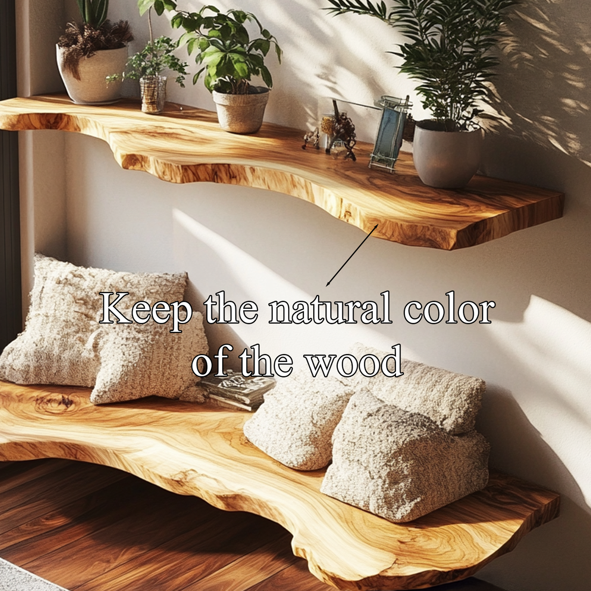 Decorative Floating Shelves Handmade Solid Wood Decor Home Gift - view 4