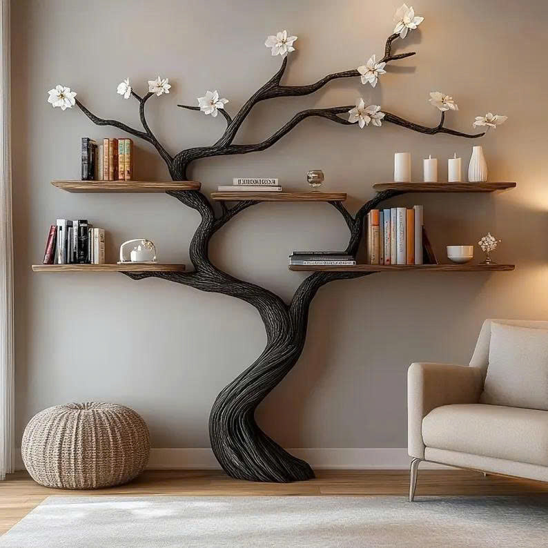 Custom Tree Bookcase Handcrafted Decor Room Gift For Her - view 3