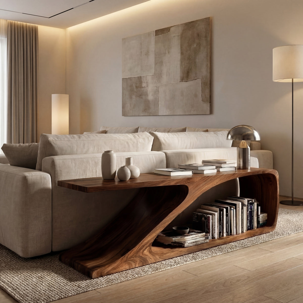 Contemporary Wooden Console Table For Living Room Decor - view 6