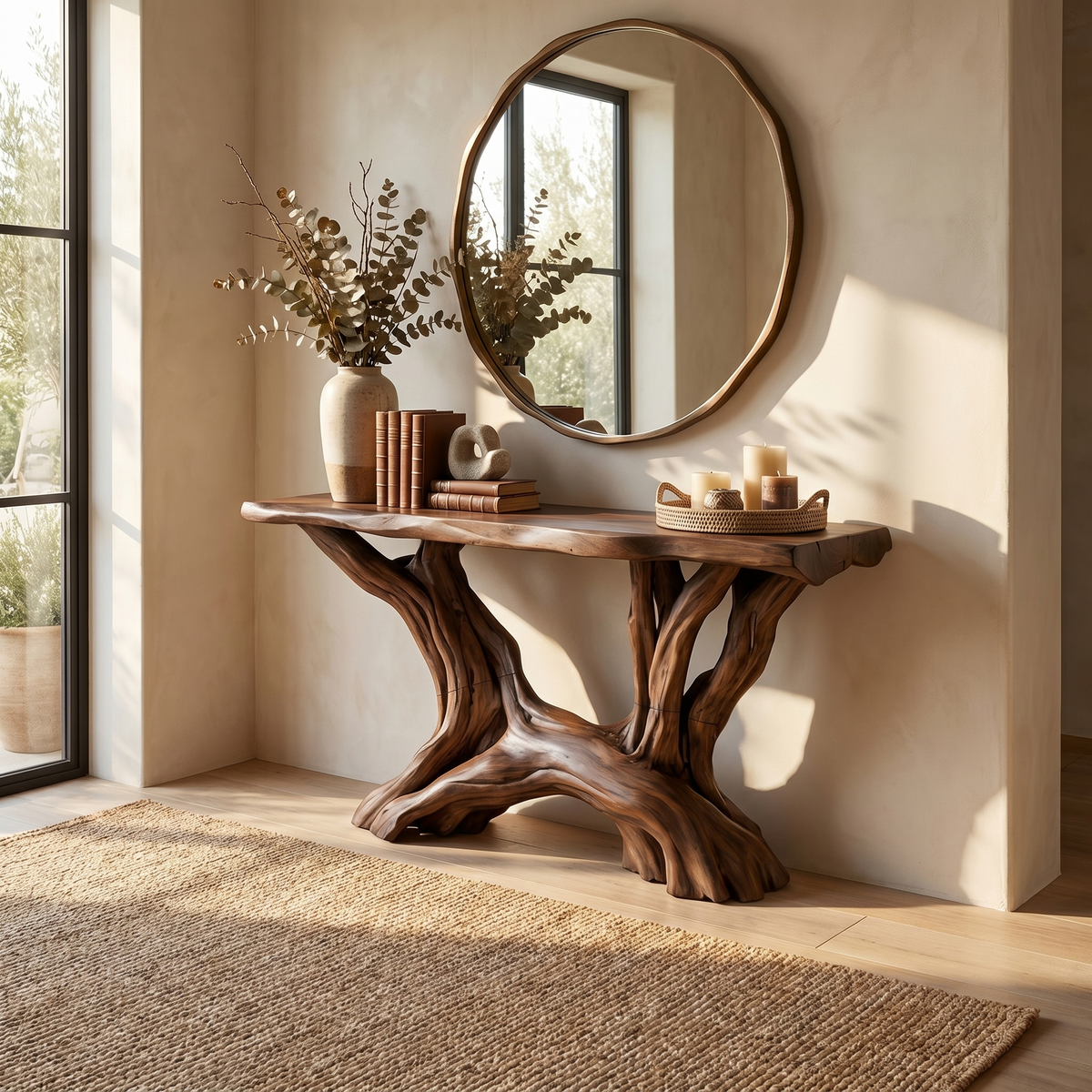Coastal Rustic Organic Console Table Living Room And Entryway - view 6
